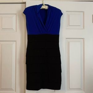 Royal Blue and Black stretch dress. Size 8